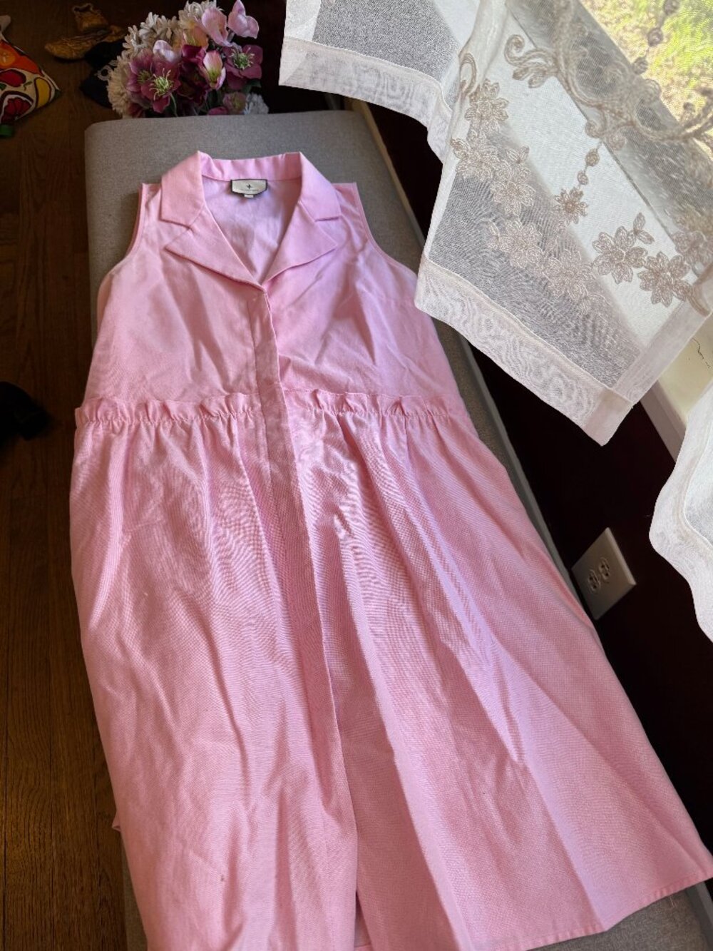 Tuckernuck Pink Sleevless Shirtwaist Dress, Size L